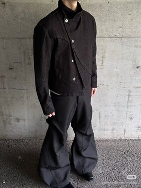 Asymmetric Button Black Jacket - Minimal Modern